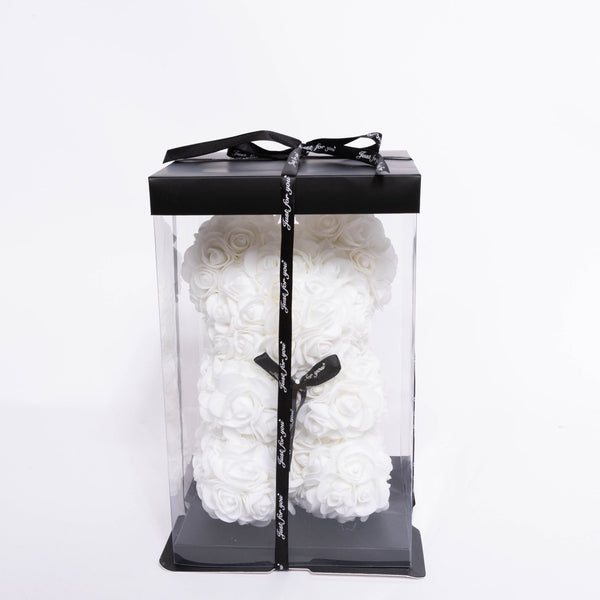 White rose petal teddy bear