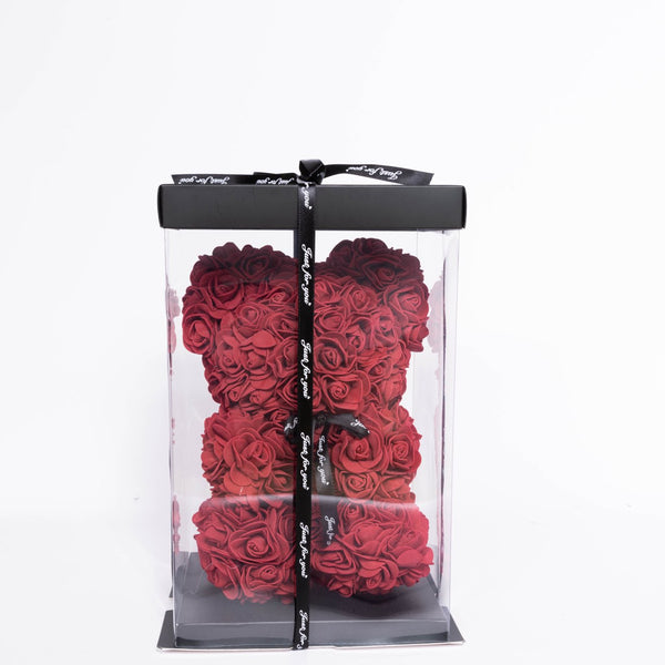 Burgundy rose petal teddy bear